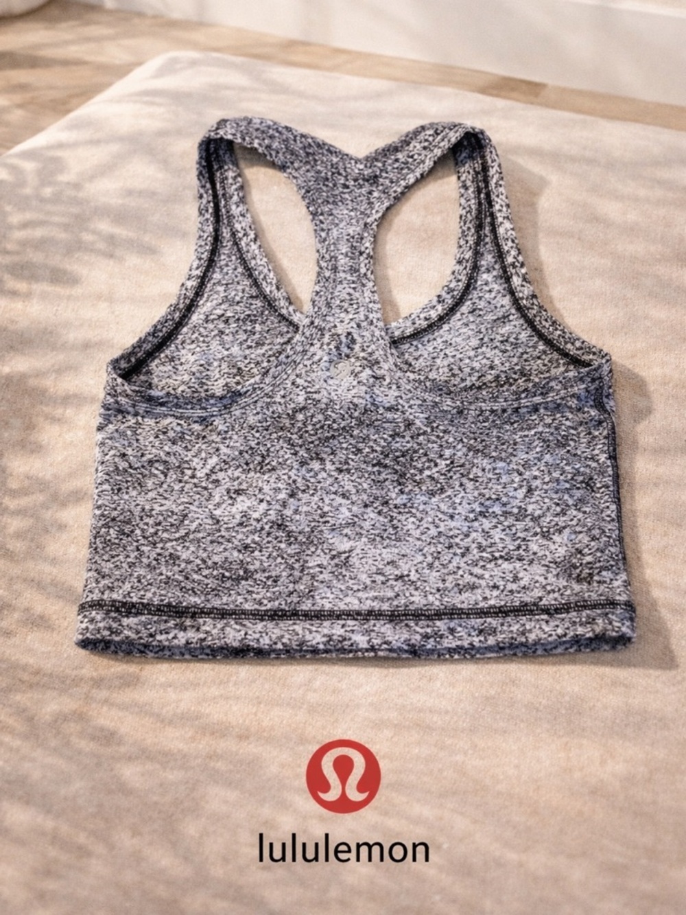 Lululemon Athletica Black White Marl Racerback Yoga Tank Crop Top Est 6